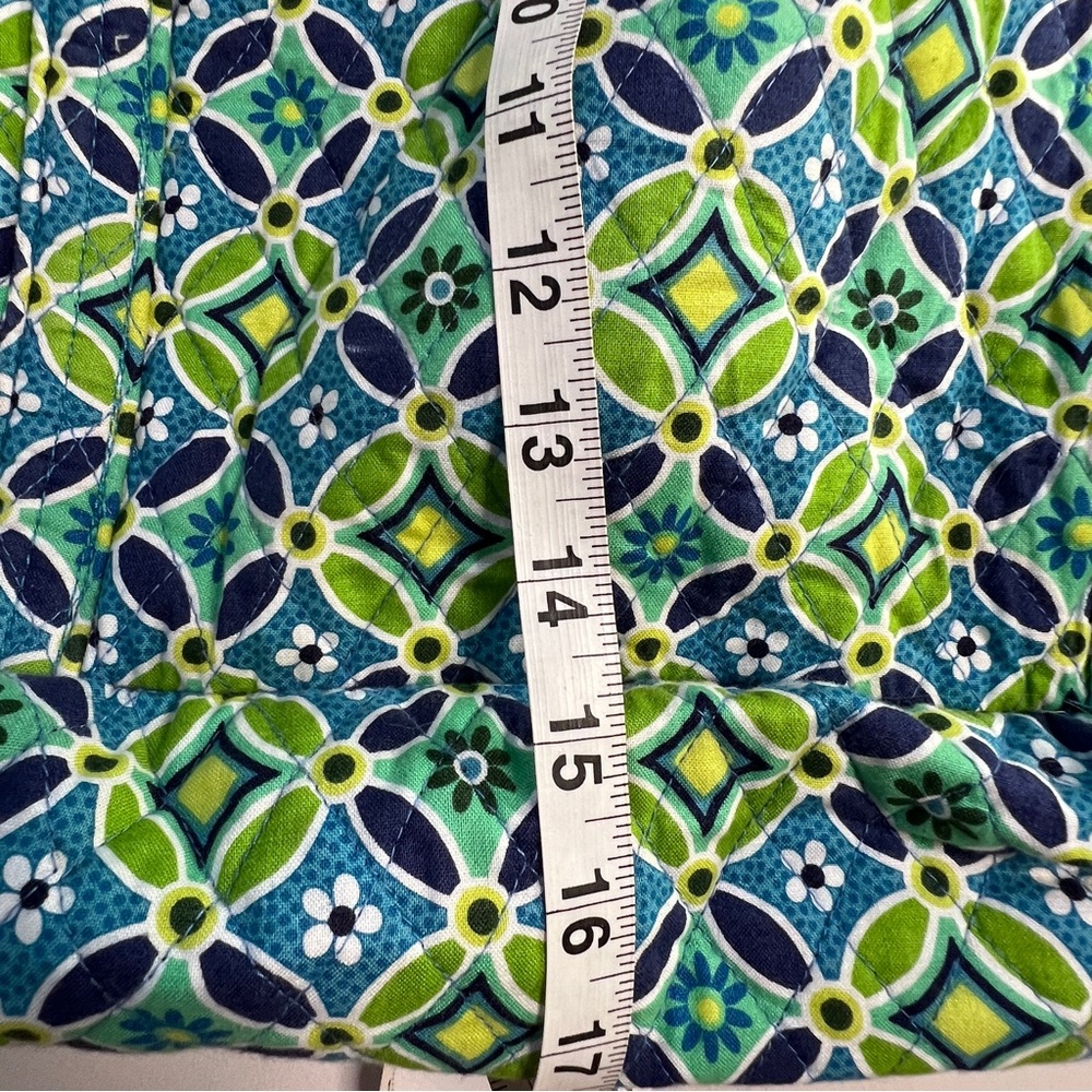 Vera Bradley navy blue green large quilted tote bag - Picture 7 of 8